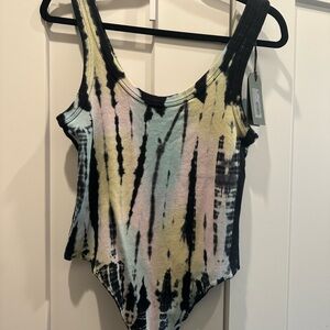 All Saints Black and Gray Tie-Dye Top